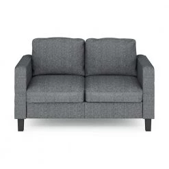 Bayonne 54.1 in. Gunmetal Polyester 2-Seater Loveseat with Square Arms by Furinno
