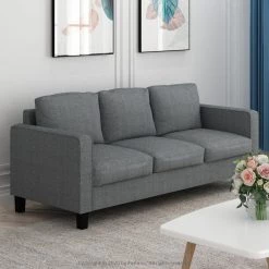 Bayonne 75.9 in. Gunmetal Polyester 3-Seater Lawson Sofa with Square Arms by Furinno -Furinno Sales gunmetal furinno sofas couches fs193292gm 31 1000