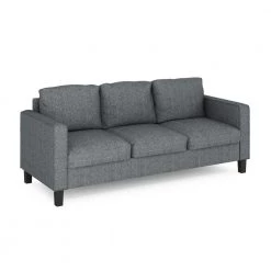 Bayonne 75.9 in. Gunmetal Polyester 3-Seater Lawson Sofa with Square Arms by Furinno -Furinno Sales gunmetal furinno sofas couches fs193292gm 4f 1000