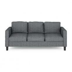 Bayonne 75.9 in. Gunmetal Polyester 3-Seater Lawson Sofa with Square Arms by Furinno -Furinno Sales gunmetal furinno sofas couches fs193292gm c3 1000
