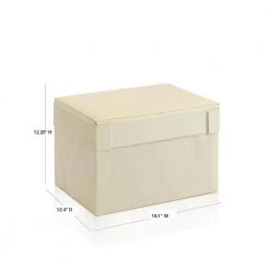 Oxford Ivory Rectangular Foldable Storage Stool Ottoman by Furinno -Furinno Sales ivory furinno ottomans 10061r1iv 40 1000