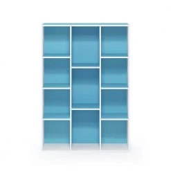 White/Light Blue 11-Cube Reversible Open Shelf Bookcase by Furinno