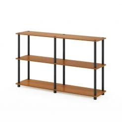 29.5 in. Light Cherry/Black Plastic 3-shelf Etagere Bookcase with Open Back by Furinno -Furinno Sales light cherry black furinno bookcases bookshelves 99130lc bk 4f 1000