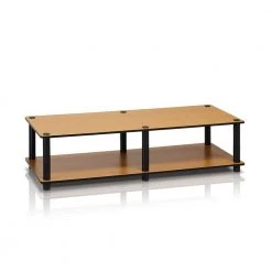 Just No Tools 41 in. Light Cherry Particle Board TV Stand Fits TVs Up to 55 in. with Open Storage by Furinno