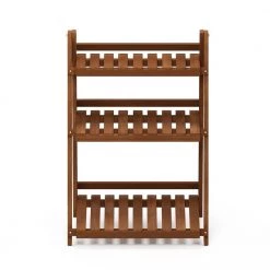 33.5 in. Natural Wood 3-shelf Ladder Bookcase with Open Back by Furinno