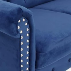 Bastia 47.6 in. Navy Button Tufted Velvet 2-Seater Loveseat with Nailheads by Furinno 14 Bastia 47.6 in. Navy Button Tufted Velvet 2-Seater Loveseat with Nailheads by Furinno -Furinno Sales navy velvet furinno loveseats fs193311vnv 66 1000