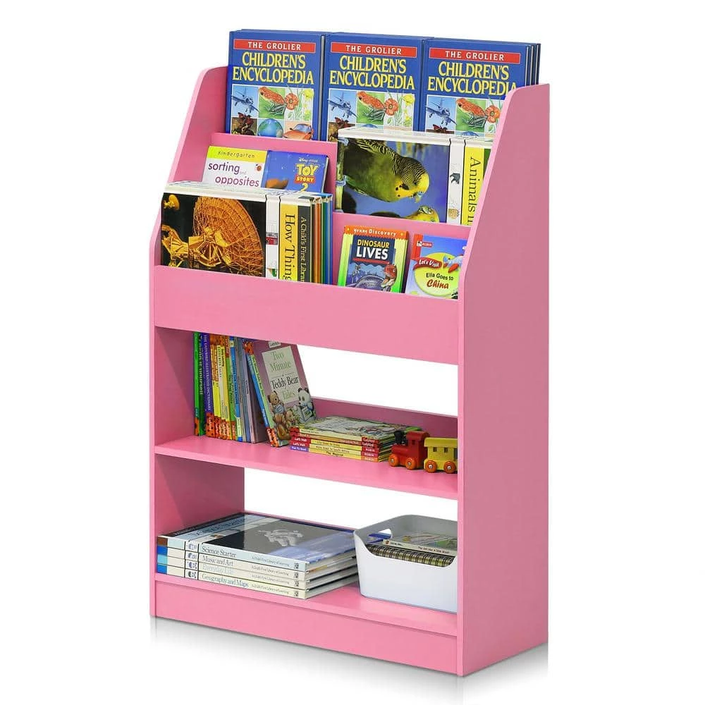 KidKanac 37.01 in. Pink Faux Wood 5-shelf Etagere Bookcase with Storage by Furinno 4 KidKanac 37.01 in. Pink Faux Wood 5-shelf Etagere Bookcase with Storage by Furinno - Image 4