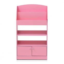 KidKanac 43.31 in. Pink Faux Wood 5-shelf Etagere Bookcase with Doors by Furinno