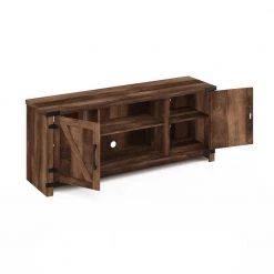Jensen 58.35 in. Rustic Brown Farmhouse TV Stand Fits TV's up to 60 in. with Cable Management by Furinno -Furinno Sales rustic brown furinno tv stands fh22009rbr 1f 1000