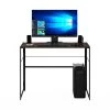Riau 39 in. Rustic Oak/Black No Tool Wooden Computer Desk with Metal Frame by Furinno