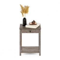 Montale 17.7 in. Rustic Oak Rectangle Wood Side Table with Drawer by Furinno -Furinno Sales rustic oak furinno end side tables 20231ro 31 1000