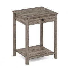 Montale 17.7 in. Rustic Oak Rectangle Wood Side Table with Drawer by Furinno
