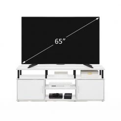 Jensen 63 in. Solid White/Black TV Stand with 2-Doors Fits TV's up to 70 in. by Furinno -Furinno Sales solid white black furinno tv stands 21250whsbk 44 1000
