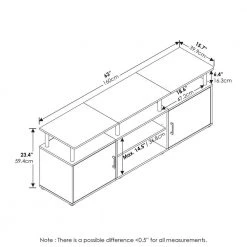 Jensen 63 in. Solid White/Black TV Stand with 2-Doors Fits TV's up to 70 in. by Furinno -Furinno Sales solid white black furinno tv stands 21250whsbk 4f 1000