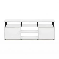 Jensen 63 in. Solid White/Black TV Stand with 2-Doors Fits TV's up to 70 in. by Furinno -Furinno Sales solid white black furinno tv stands 21250whsbk c3 1000