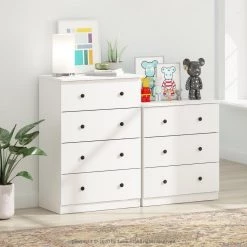 Tidur Simple Design 4-Drawer Solid White Chest of Drawers 40.16 in. H x 27.72 in. W x 15.75 in. D by Furinno -Furinno Sales solid white furinno chest of drawers 19155whs 1f 1000