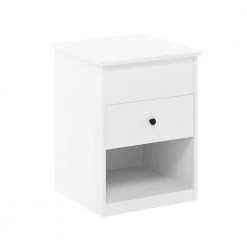 Jensen 1-Drawer Solid White Lift Top Nightstand 23.4 in. H x 17.7 in. W x 17.7 in. D by Furinno
