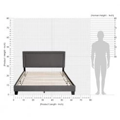 Laval Stone Queen Double Row Nail Head Bed Frame by Furinno -Furinno Sales stone furinno platform beds fb17023q st 1f 1000