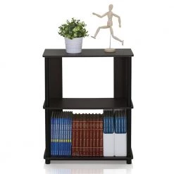 29.8 in. Walnut Wood 3-shelf Etagere Bookcase with Open Back by Furinno -Furinno Sales walnut furinno bookcases bookshelves 15070wnbk 1f 1000