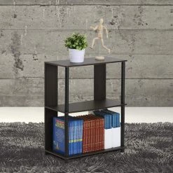 29.8 in. Walnut Wood 3-shelf Etagere Bookcase with Open Back by Furinno -Furinno Sales walnut furinno bookcases bookshelves 15070wnbk 31 1000