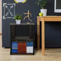 29.8 in. Walnut Wood 3-shelf Etagere Bookcase with Open Back by Furinno