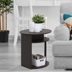 Jaya Walnut Oval End Table by Furinno -Furinno Sales walnut furinno end side tables 15080wnbk 31 1000
