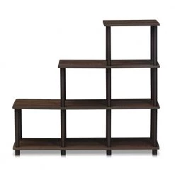 36.7 in. Walnut/Brown Plastic 4-shelf Etagere Bookcase with Open Back by Furinno -Furinno Sales walnut ladder furinno bookcases bookshelves 16107wn br 4f 1000