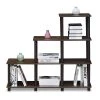36.7 in. Walnut/Brown Plastic 4-shelf Etagere Bookcase with Open Back by Furinno