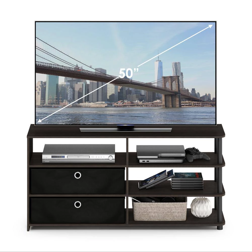 JAYA 47 in. Walut Wood TV Stand with 2 Drawer Fits TVs Up to 50 in. with Open Storage by Furinno 7 JAYA 47 in. Walut Wood TV Stand with 2 Drawer Fits TVs Up to 50 in. with Open Storage by Furinno - Image 7