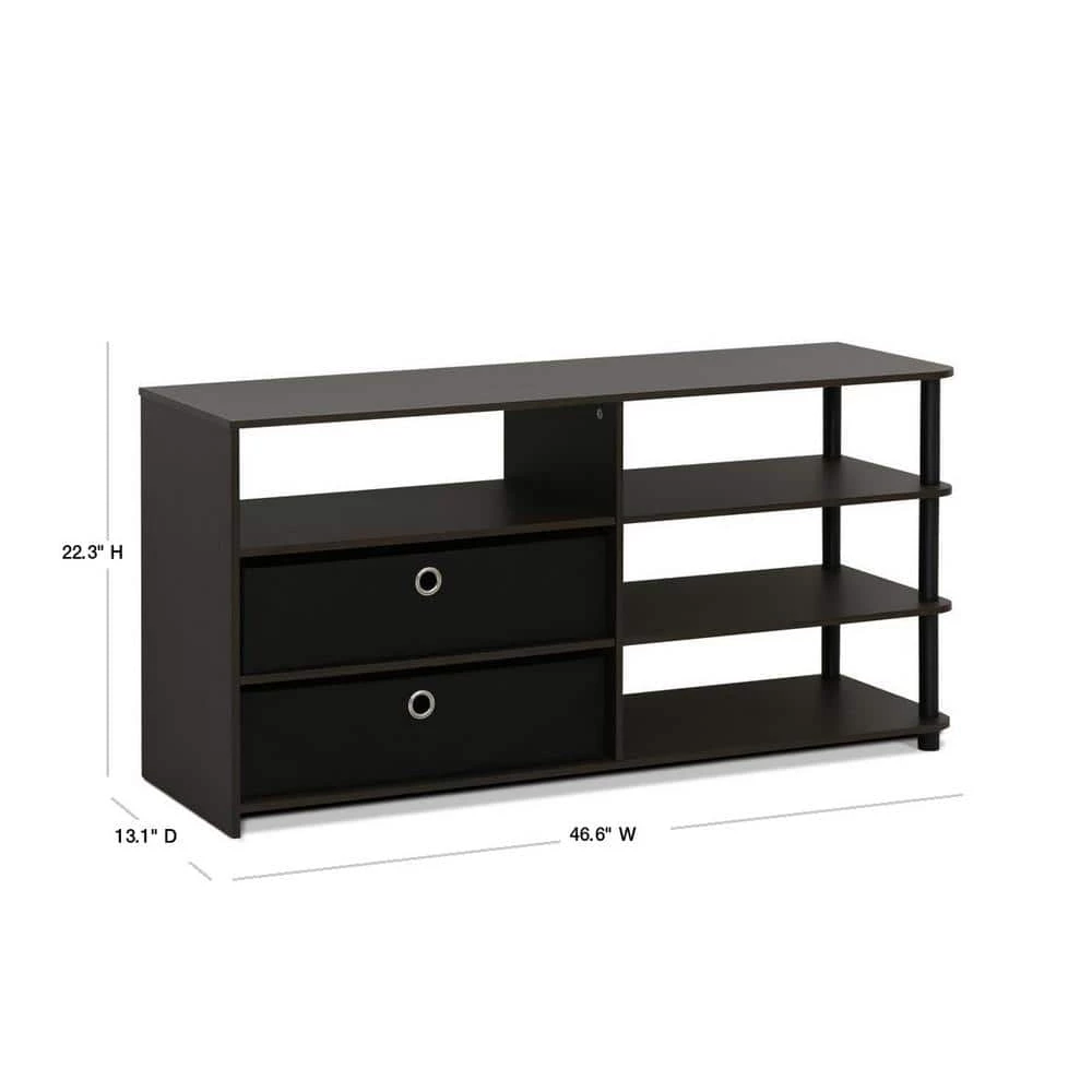 JAYA 47 in. Walut Wood TV Stand with 2 Drawer Fits TVs Up to 50 in. with Open Storage by Furinno 3 JAYA 47 in. Walut Wood TV Stand with 2 Drawer Fits TVs Up to 50 in. with Open Storage by Furinno - Image 3