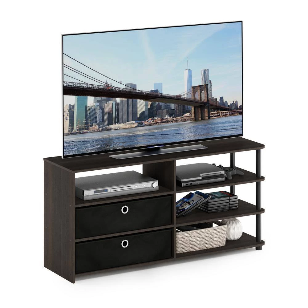 JAYA 47 in. Walut Wood TV Stand with 2 Drawer Fits TVs Up to 50 in. with Open Storage by Furinno 8 JAYA 47 in. Walut Wood TV Stand with 2 Drawer Fits TVs Up to 50 in. with Open Storage by Furinno - Image 8