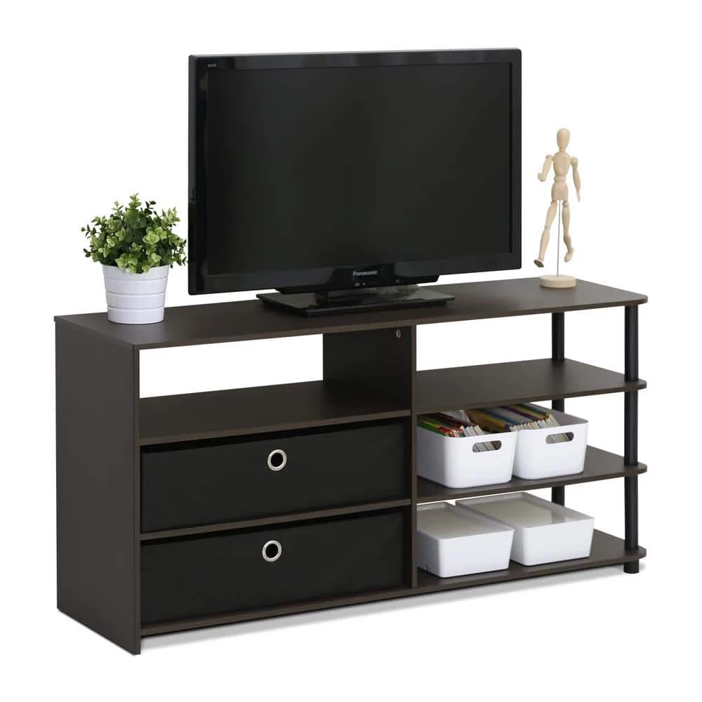 JAYA 47 in. Walut Wood TV Stand with 2 Drawer Fits TVs Up to 50 in. with Open Storage by Furinno 2 JAYA 47 in. Walut Wood TV Stand with 2 Drawer Fits TVs Up to 50 in. with Open Storage by Furinno - Image 2