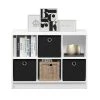 23.6 in. White/Black Wood 3-shelf Cube Bookcase with Closed Storage by Furinno