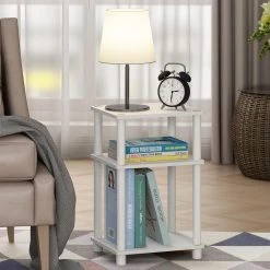 Just White and Espresso End Table by Furinno