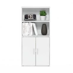 Pasir White Storage Cabinet with 2-Shelf and 2-Door by Furinno -Furinno Sales white furinno accent cabinets 20125wh 1f 1000