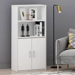 Pasir White Storage Cabinet with 2-Shelf and 2-Door by Furinno -Furinno Sales white furinno accent cabinets 20125wh 31 1000
