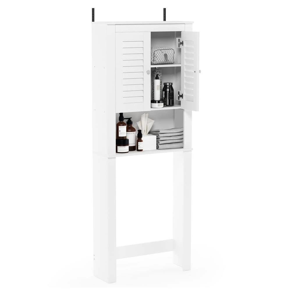 Indo White Louver Door Accent Cabinet by Furinno 2 Indo White Louver Door Accent Cabinet by Furinno - Image 2
