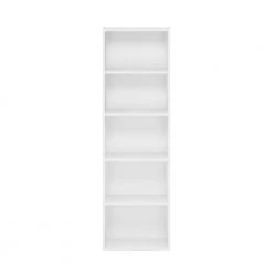 Tropika 52 in. White Faux Wood 5-shelf Standard Bookcase with Storage by Furinno 13 Tropika 52 in. White Faux Wood 5-shelf Standard Bookcase with Storage by Furinno -Furinno Sales white furinno bookcases bookshelves 11055wh 1f 1000