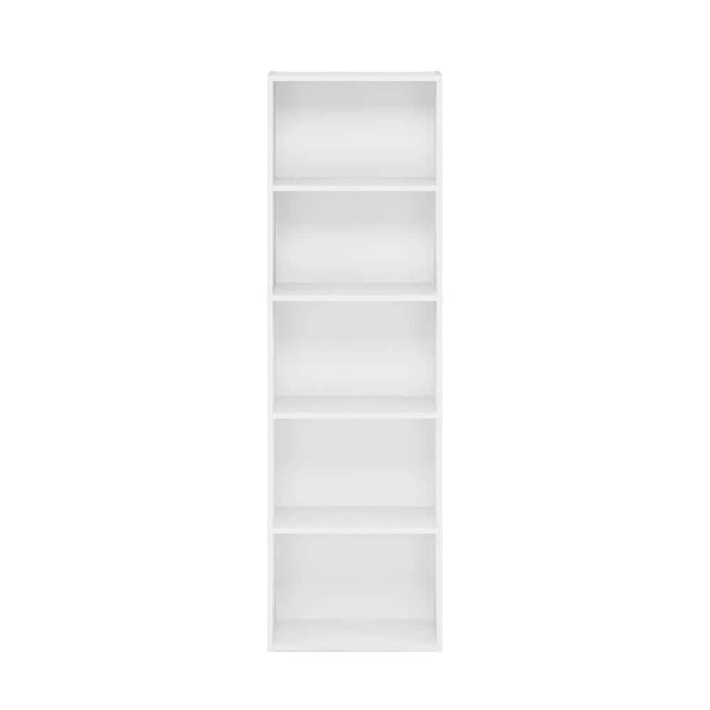 Tropika 52 in. White Faux Wood 5-shelf Standard Bookcase with Storage by Furinno 6 Tropika 52 in. White Faux Wood 5-shelf Standard Bookcase with Storage by Furinno - Image 6
