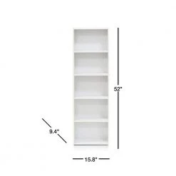 Tropika 52 in. White Faux Wood 5-shelf Standard Bookcase with Storage by Furinno 10 Tropika 52 in. White Faux Wood 5-shelf Standard Bookcase with Storage by Furinno -Furinno Sales white furinno bookcases bookshelves 11055wh 40 1000