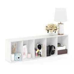Tropika 52 in. White Faux Wood 5-shelf Standard Bookcase with Storage by Furinno 12 Tropika 52 in. White Faux Wood 5-shelf Standard Bookcase with Storage by Furinno -Furinno Sales white furinno bookcases bookshelves 11055wh 4f 1000