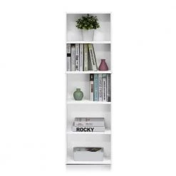 Tropika 52 in. White Faux Wood 5-shelf Standard Bookcase with Storage by Furinno 11 Tropika 52 in. White Faux Wood 5-shelf Standard Bookcase with Storage by Furinno -Furinno Sales white furinno bookcases bookshelves 11055wh c3 1000