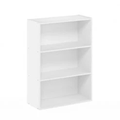 Pasir 31.5 in. White 3-Shelf Etagere Bookcase by Furinno -Furinno Sales white furinno bookcases bookshelves 11208pwh c3 1000