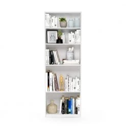 71.2 in. White Wood 5-shelf Standard Bookcase with Adjustable Shelves by Furinno -Furinno Sales white furinno bookcases bookshelves 14110r1wh 1f 1000