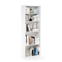71.2 in. White Wood 5-shelf Standard Bookcase with Adjustable Shelves by Furinno -Furinno Sales white furinno bookcases bookshelves 14110r1wh 44 1000