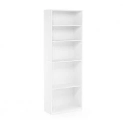 71.2 in. White Wood 5-shelf Standard Bookcase with Adjustable Shelves by Furinno -Furinno Sales white furinno bookcases bookshelves 14110r1wh 4f 1000