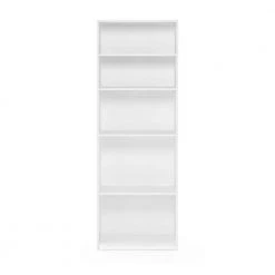 71.2 in. White Wood 5-shelf Standard Bookcase with Adjustable Shelves by Furinno -Furinno Sales white furinno bookcases bookshelves 14110r1wh c3 1000