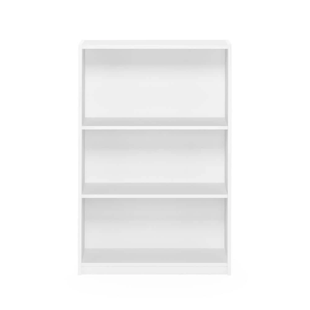 40.3 in. White Wood 3-shelf Standard Bookcase with Adjustable Shelves by Furinno 5 40.3 in. White Wood 3-shelf Standard Bookcase with Adjustable Shelves by Furinno - Image 5