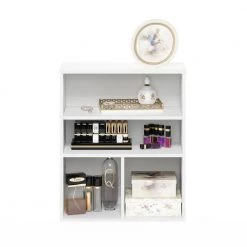 Pasir 28.15 in. White 3-Shelf Etagere Bookcase with Adjustable Shelves by Furinno -Furinno Sales white furinno bookcases bookshelves 20122wh 44 1000