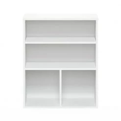 Pasir 28.15 in. White 3-Shelf Etagere Bookcase with Adjustable Shelves by Furinno